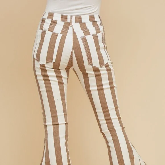 Boho Striped Denim Flares - Picture 7 of 8